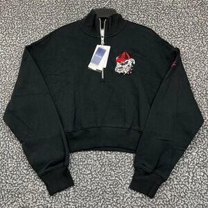 Nike Sweatshirt Women Medium Black Georgia Bulldogs NCAA 1/2 Zip Pullover New M